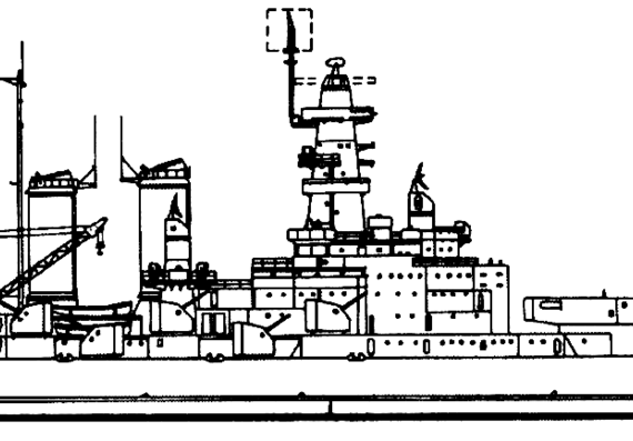 Боевой корабль USS BB-55 North Carolina 1942 [Battleship] - чертежи, габариты, рисунки